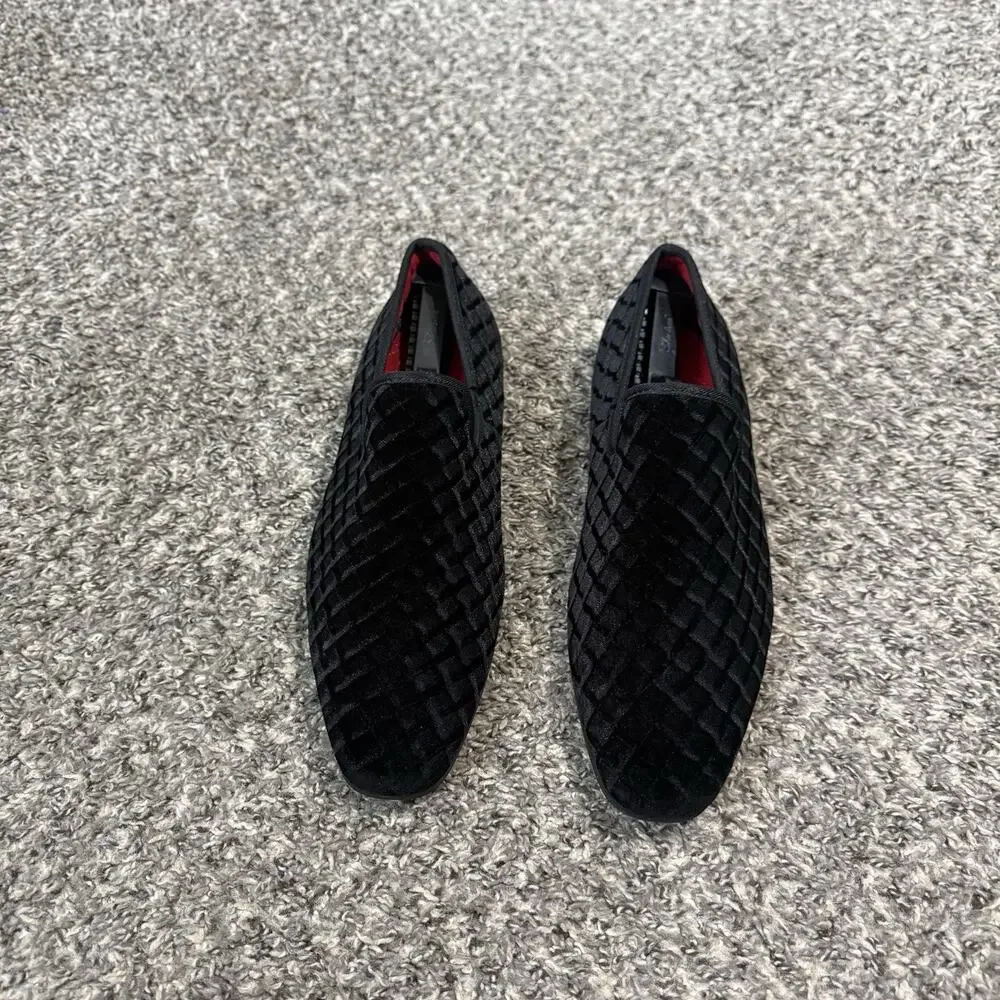 La Milano Trevor Loafers Mens Size 10.5 Black Velvet Dress Shoes Excellent